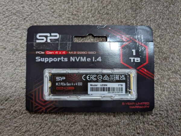 【TLC NAND】シリコンパワー UD90(1TB) SJ01KGBP44UD9N05J5 M.2 NVMe Gen4 SSD