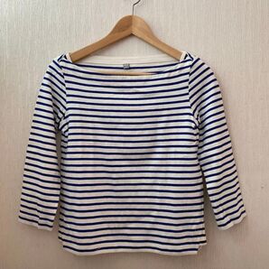 ユニクロ 七分袖ボーダーカットソー【ネイビー】