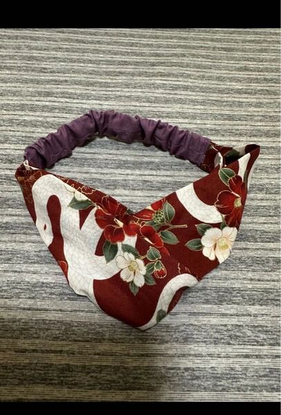 ハンドメイドクロスヘアバンド 蛇柄赤