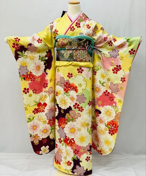 振袖 振袖フルセット 黄色系 パステルカラー 桜 雪輪