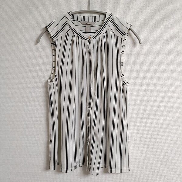 H&M ストライプ ノースリーブ ブラウス M カットソー チュニック シャツ ノースリーブカットソー トップス