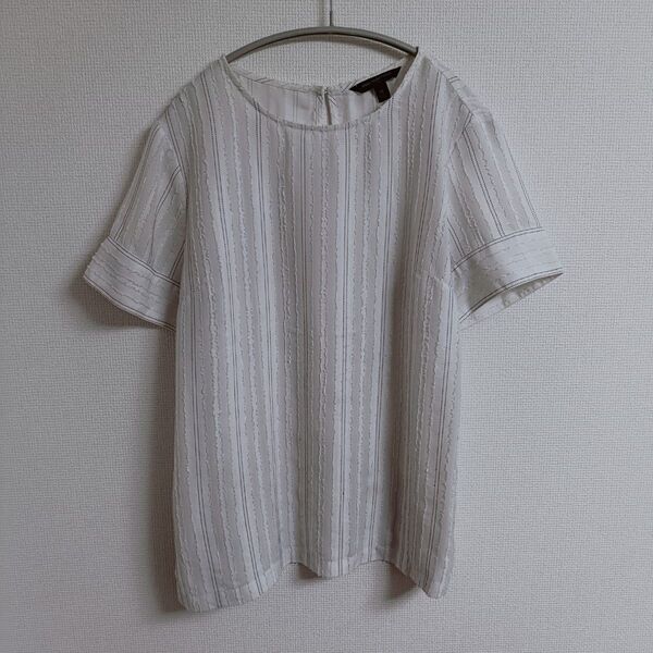 バナナリパブリック ストライプ ブラウス M 白 トップス チュニック シャツ Tシャツ BANANA REPUBLIC