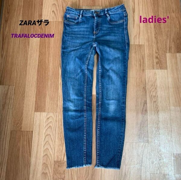 ザラZARA♪レディーススキニーデニムパンツ フリンジ裾
