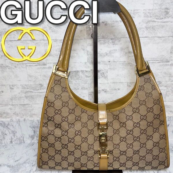 GUCCI グッチ ジャッキー GG ハンドバッグ キャンバス ブラウン ショルダーバッグ