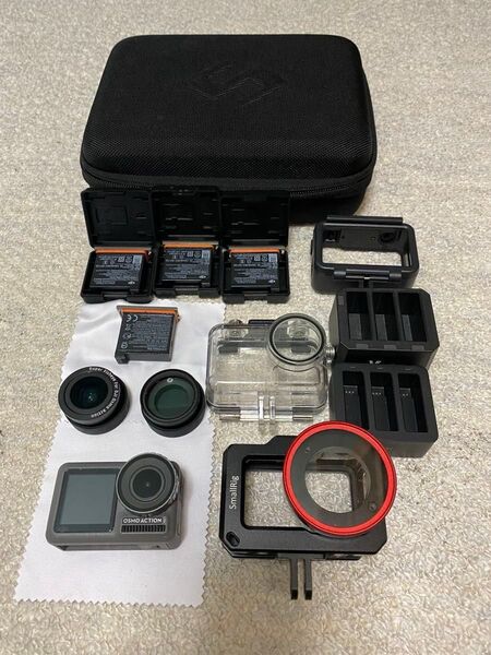 DJI OSMO ACTION アクションカム 社外ケース、防水ケース、マクロレンズ、魚眼レンズ等付属 色々撮れるセット
