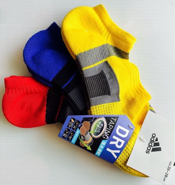 〈26〜28cm 〉 アディダス 靴下 ソックス 3足 adidas メッシュ