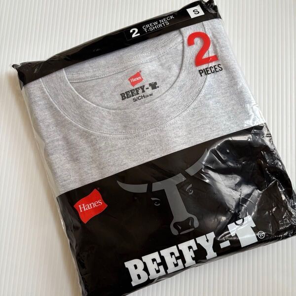 Hanes BEEFY-T ビーフィー 半袖 Sサイズ 2枚 グレー クルーネック Tシャツ ヘインズ 丸首