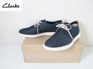 【 Clarks クラークス 】MZT フリーダム FREEDOM ネイビーキャンバス サマー スニーカー UK8.5/US9.5/26.5cm 定価\19,800 未使用 シューズ