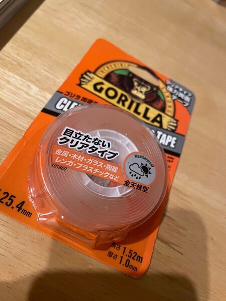 ゴリラ 両面テープ クリア 25.4mm×1.52m 強力両面テープ