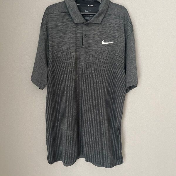 NIKE GOLF ポロシャツ メンズ XL グレー ストライプ