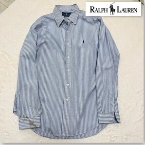 ラルフローレン CLASSIC FIT 長袖 ボタンダウンストライプシャツ L 難あり 色移りあり