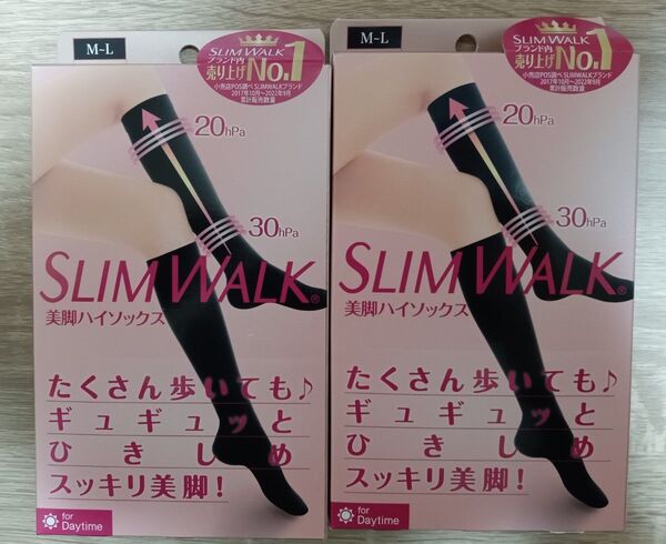 スリムウォーク 美脚 ハイソックス M-L ブラック AskDoctors ふくらはぎ 足裏 アーチサポート2足 M-Lサイズ