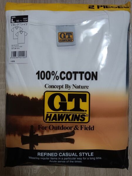 グンゼ インナーシャツ G.T.HAWKINS BASICPACKT-SHIRT 綿100% VネックTシャツ白 2枚組 メンズL