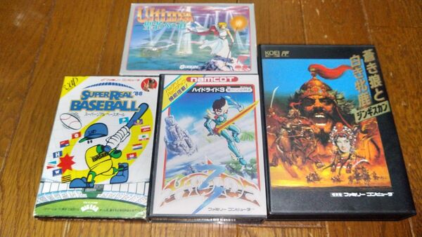中古箱説ありFCまとめ売り ウルティマ、スーパーリアルベースボール、ハイドライド3、ジンギスカン蒼き狼と白き牝鹿