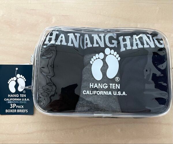 HANGTEN ボクサーブリーフ Mサイズ メンズ 前開き 3枚組 ウエストロゴ ロゴ入りポーチ付き シンプル