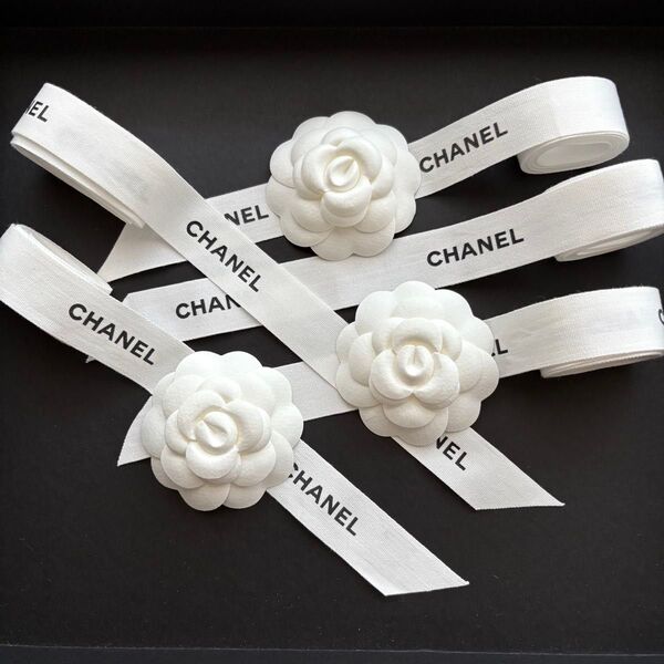 CHANEL シャネル リボン5本 カメリア3コ