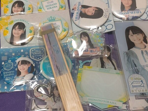 信濃宙花 STU48 グッズセット アクリルスタンド チャーム クリップ キーホルダー 缶バッジ 扇子 未開封