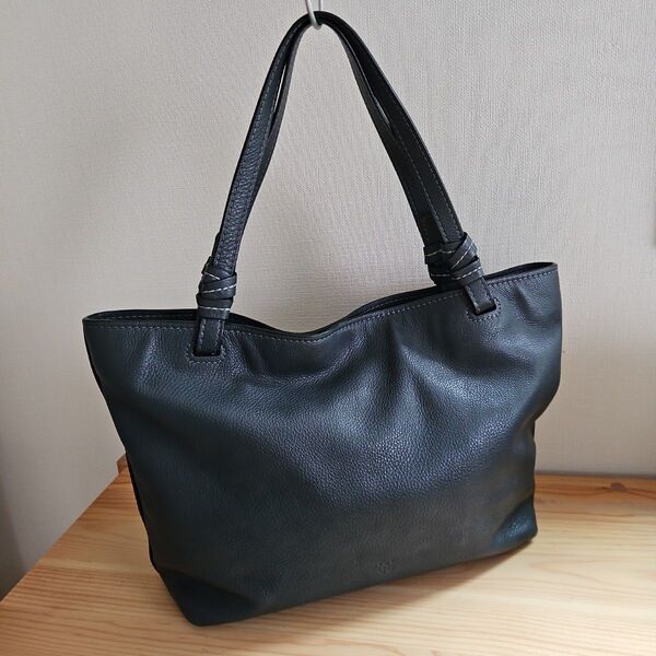 ☆SAZABY☆ブルーグレー×ホワイトステッチレザートートバッグ☆美品☆