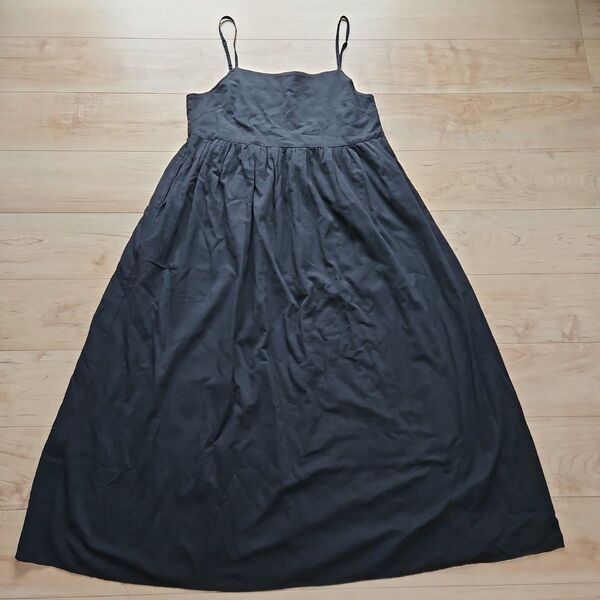 ☆無印良品☆ブラック強撚ボイル キャミソールワンピースXL☆美品☆