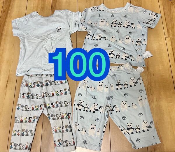 100センチ パジャマ 半袖 ユニクロ 上下セット ルームウェア スヌーピー パンダ