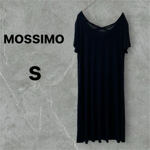 MOSSIMO 【S】ブラック ミニワンピース チュニック 半袖 ストレッチ