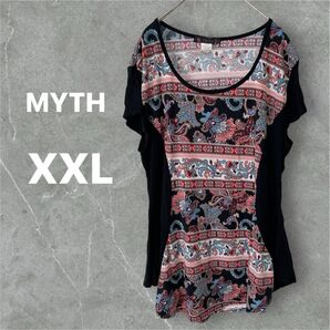 匿名配送 MYTH マイス 【XXL】花柄プリント チュニック ストレッチ 夏 花柄
