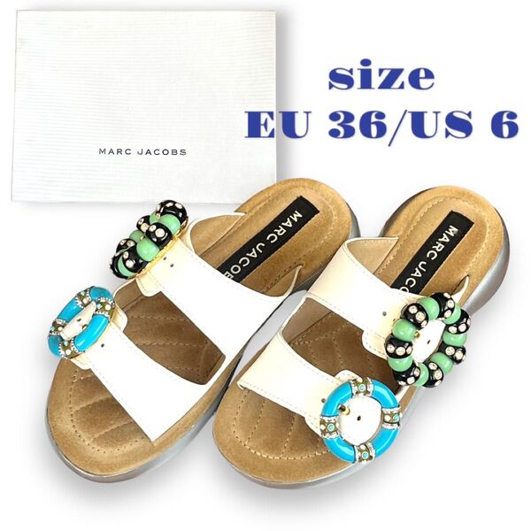 マークジェイコブス MARC JACOBS ビジュー付きサンダル ホワイト US6/EU36 23.0 23.5