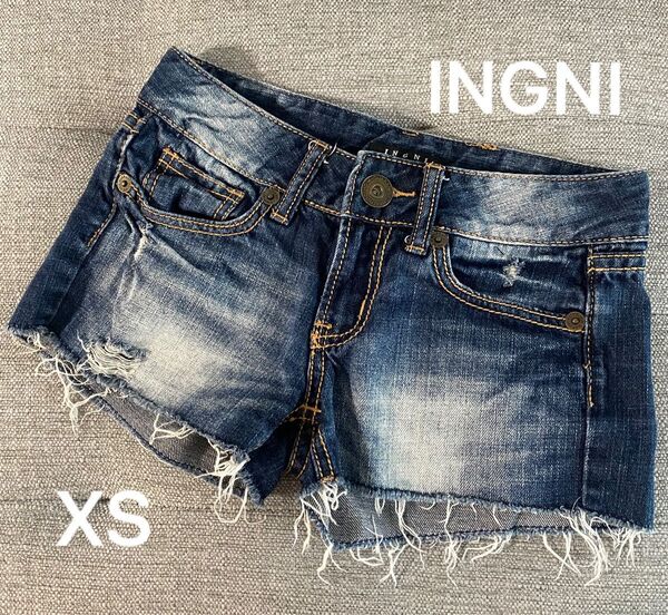 INGNI イング デニム ダメージショートパンツ インディゴ XS