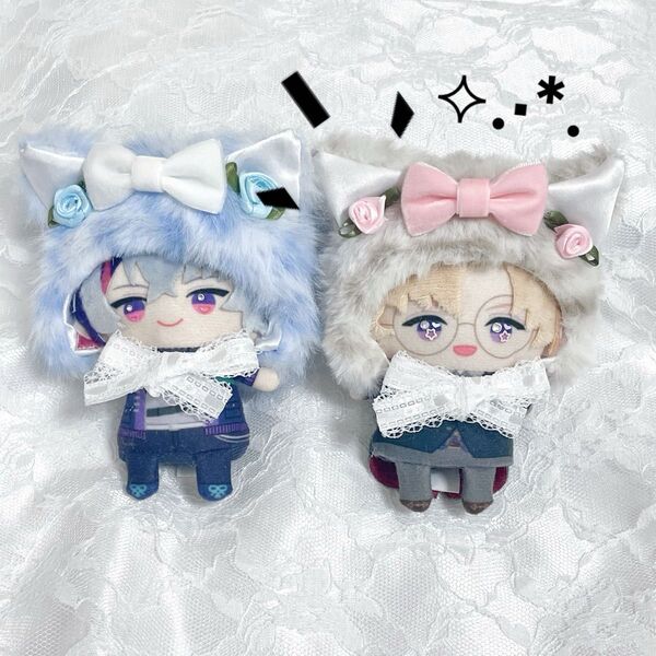 10cm にじぱぺっと おまんじゅう ぬい服 被り物 ねこ