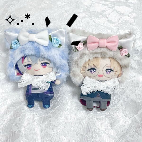 10cm にじぱぺっと おまんじゅう ぬい服 被り物 ねこ