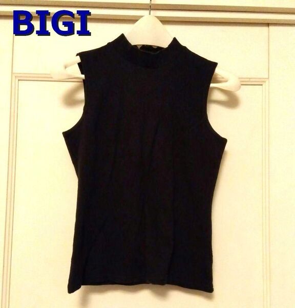 BIGI ハイネックノースリーブカットソー ブラック