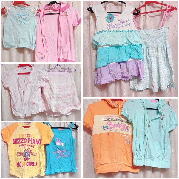 メゾピアノ 半袖Tシャツ トップス 子供服 ナルミヤ パーカー Tシャツ ピンク ワンピース 水色 デイジーラバーズ スカート