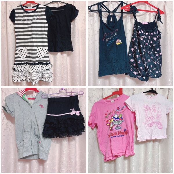 メゾピアノ 半袖Tシャツ トップス 子供服 ナルミヤ パーカー Tシャツ ピンク 黒 エンジェルブルー ペンデリー ワンピース