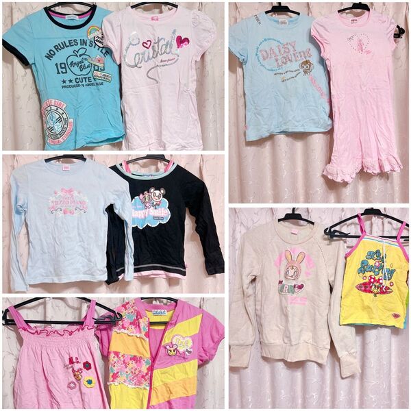 メゾピアノ 半袖Tシャツ トップス 子供服 ナルミヤ パーカー Tシャツ ピンク ワンピース 水色 デイジーラバーズ スカート