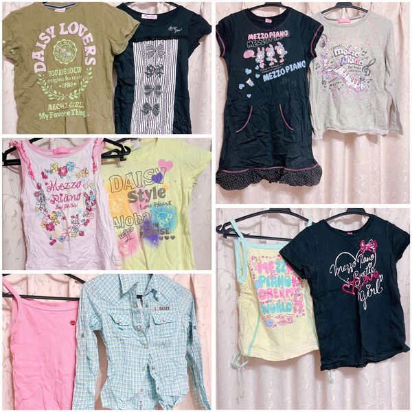 メゾピアノ 半袖Tシャツ トップス 子供服 ナルミヤ パーカー Tシャツ ピンク ワンピース 水色 デイジーラバーズ スカート 黒