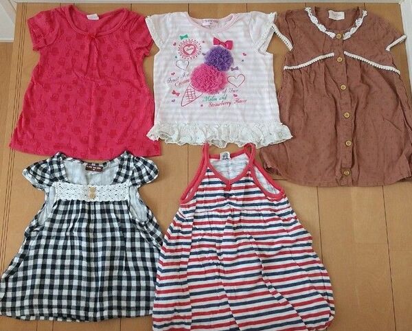 女の子 半袖 Tシャツトップス 5枚セット まとめ売り サイズ90