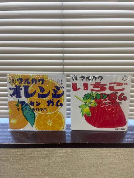 いちご、オレンジガム 2枚セット ブリキ看板 レトロ 看板 新品 アンティーク