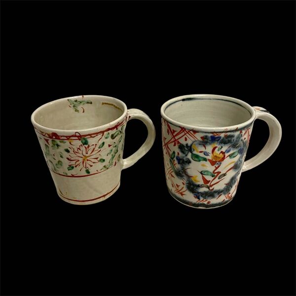 作家物 鈴木工友さんマグカップ コーヒーカップ 2個和食器 中郷窯 信楽焼き 赤絵陶器