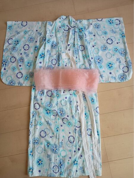 小学生 女児 浴衣 110センチ 水色 夏祭り