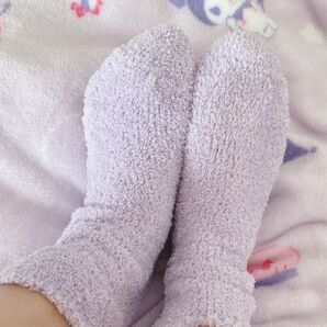 ルームソックス もこもこ ふわふわ パープル