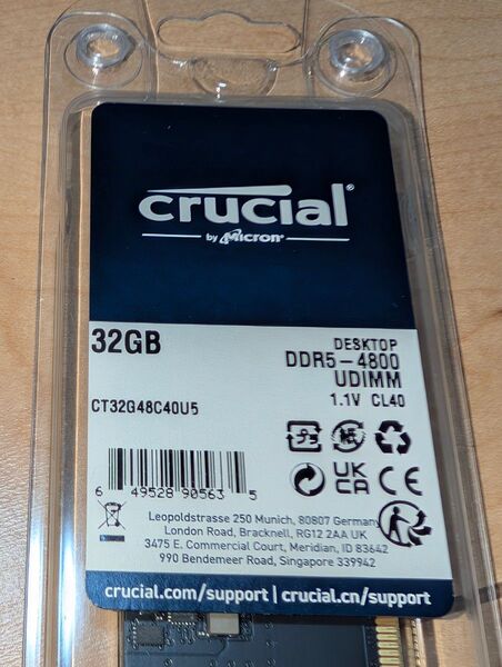 Crucial DDR5-4800 32GB CT32G48C40U5