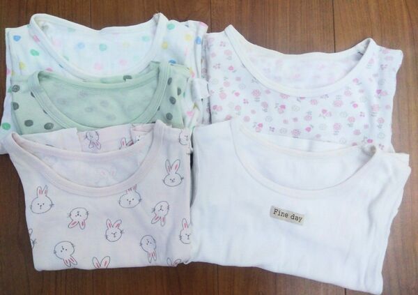 90cm Tシャツ半袖2枚と長袖3枚のセット 肌着