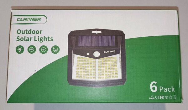 【6個セット】 ソーラー センサー ライト 128LED 270°照明範囲 人感センサー 自動点灯/消灯 防水 防犯対策
