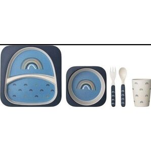 Bloomingville(ブルーミングヴィル) ベビー キッズ 食器セット バンブー レインボー ブルー