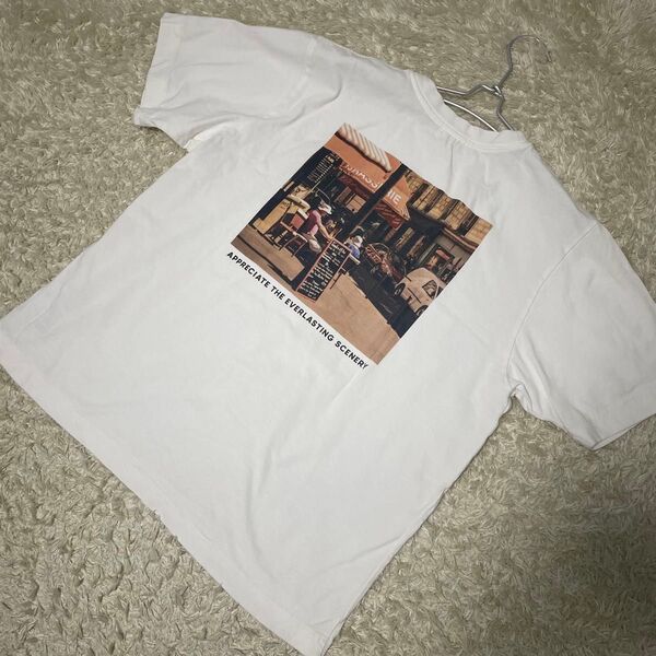 白Tシャツ プリントTシャツ 海外風景ゆったりサイズ