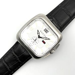 【美品・稼働品】グッチ GUCCI クーペ スモセコ スクエア デイト クォーツ 131.3 メンズ