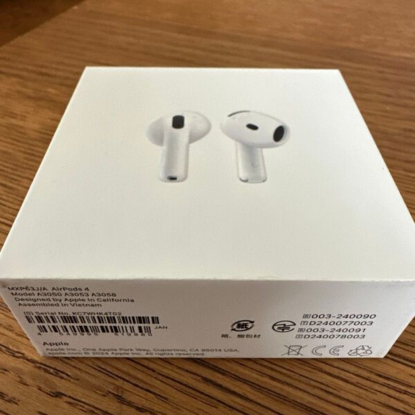 アップル Apple AirPods 4(エアーポッズ 4) ワイヤレスヘッドフォン MXP63J/A
