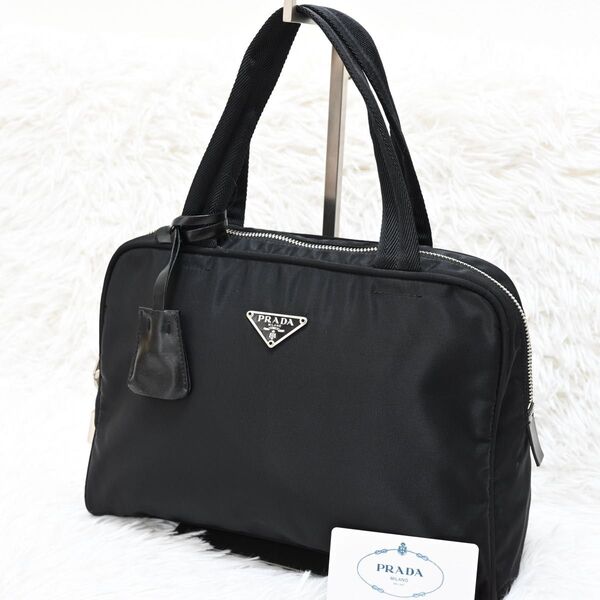 美品 PRADA プラダ ハンドバッグ テスートナイロン カデナ B8495