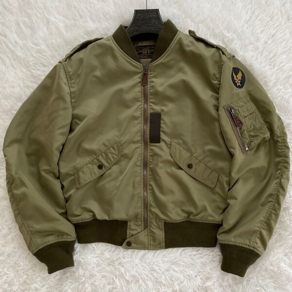 美品 Houston ヒューストン フライトジャケット L-2 カーキ 42 XL ミリタリー