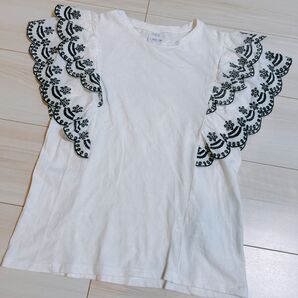 ZARA 刺繍 フリル トップス ホワイト 13-14歳用(164cm)